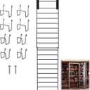 Gisafai Gun Safe Door Organizer for 8 Handguns Adjustable Pistol Rack with Heavy Duty Hooks Safe Door Storage Organizer for Display Pistol Hanger Magazines Tactical Gear Accessories, Space Saving