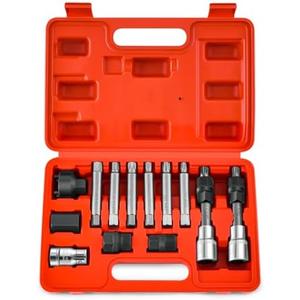 DNA MOTORING 13PCS Alternator Freewheel Pulley Removal Set Automotive Repair Tool Kit Hex Spline Star Bits, TOOLS-00340