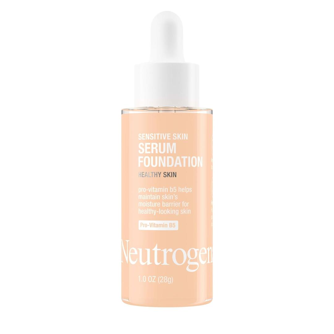 Neutrogena Healthy Skin Sensitive Skin Serum Foundation with Pro-Vitamin B5, Color Correcting & Pore Minimizing Liquid Foundation & Face Serum, Buildable Coverage, Light 02, 1 oz (1 Ounce (Pack of 1))