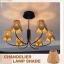 Glooglitter Small Clip-on Chandelier Rattan Lamps Set Shade Scalloped Lampshade 3"top x 6"bottom x 5-1/4"slant Height Empire Lamp Shade Chandelier or Accent Lamp(Paper Rope,Naturals,2 Pcs)