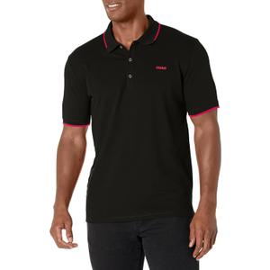 HUGO Men's Slim Fit Cotton Mix Polo Shirt (Large, Stormy Black) HUGO Men's Slim Fit Cotton Mix Polo Shirt (Large, Stormy Black)