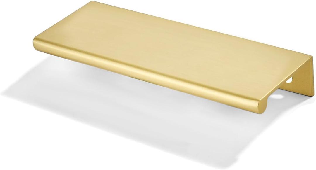 khtumeware 10 Pack 4 inch(102mm) Hole Center Brushed Gold Finger Edge Pulls Drawer pulls Matte Gold Finger Edge Pull Solid Zinc Drawer Pull Hidden Edge Treatment Hardware Finger pulls