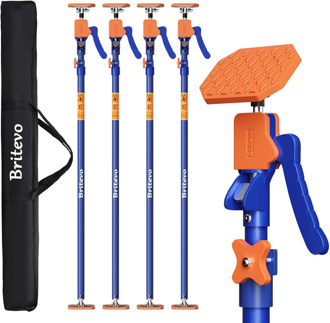 4PK Adjustable Telescopic Support Pole, 54-115 inch Cabinet Jack, Heavy Duty 3rd Hand Support System, 154lbs Load-Bearing for Drywall Lift, Dust Barrier, Cargo Bar