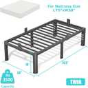 18 Inch Twin Size Metal Bed Frame with Round Corner Legs,Headboard Holes,Heavy Duty Steel Slat Support Platform Twin Single Bed,Mattress Retainer,No Box Spring Needed,Easy Assembly,Squeak Resistant