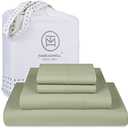 Threadmill 100% Cotton Sheets for Full Size Bed - 600 Thread Count Full Bed Sheets Set with 16” Deep Pocket - Sateen Weave 4-Piece Bedding Set with Cooling Effect, Sage Green