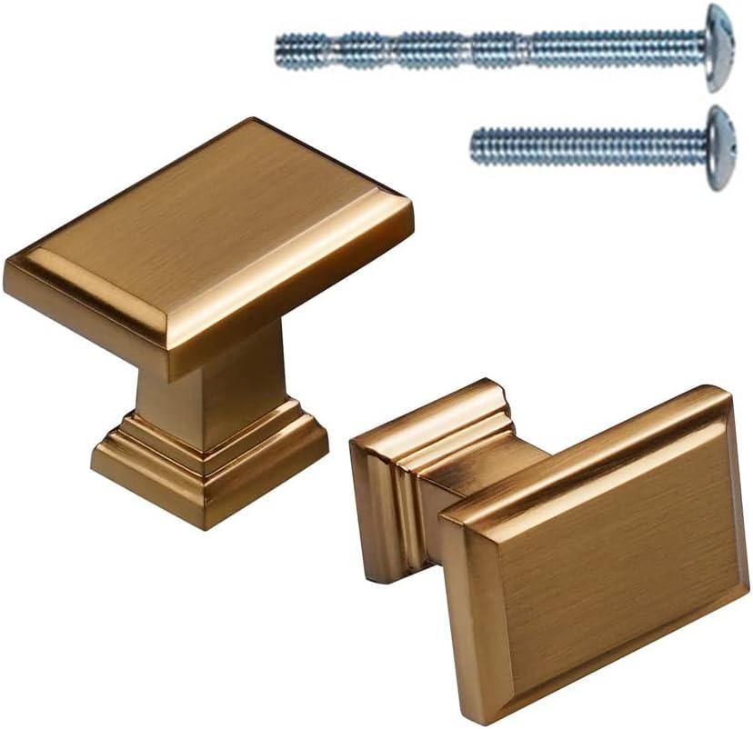10 Pack Champagne Bronze Kitchen Cabinet Knobs,Single Hole Brushed Brass Drawer Pulls Dresser Hardware,1.5 inch (38mm) Overall Length for Kitchen Cupboard Doors Closet Hardware