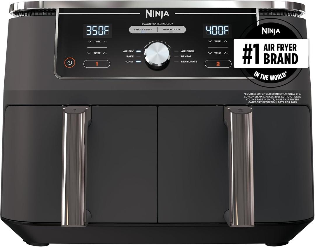 Ninja Foodi Air Fryer, 10 Qt DualZone XL, 6-in-1, Grey, DZ401