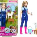 Barbie 65th Anniversary Doll & 10 Accessories, Farm Veterinarian Set with Blonde Vet Doll, Lamb with Moving Ears & More (Pink)
