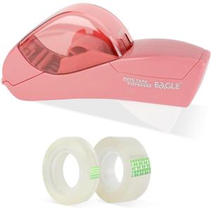 Eagle Automatic Tape Dispenser, Handheld & Portable Design, Office Tape Gun, One-Handed Operation with Safety Blade for Office, Home, DIY or Packaging (Includes 2 Free Tapes)Flamingo Pink