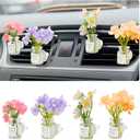 4 Pack Flowers Car Vent Clips, Cute Daisy Plants Vase Air Conditioning Outlet Clip with Fragrance Pads, Charm Scent Perfume Automotive Interior Decorations for Women