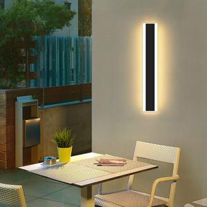 Modern 23.6inch Outdoor Wall Light, 3000k/4500k/6000k 3 Color Change Black Exterior Light Fixtures Wall Mount, Ip65 Waterproof Modern Porch Lights Non-Dimmable, Long Linear Outside Lighting Hard-Wired