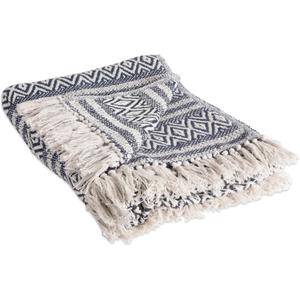 DII Global Diamond Stripe Woven Throw, 50x60-Inch, Navy