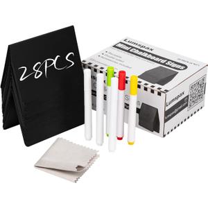 4 x 4" x 3" Mini Chalkboard Signs for Food, 28 Pack Mini Table Chalkboard Signs for Buffet, Reusable Drink and Food Signs for Buffet Display, Party and Bakery