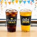 2 x HongyiTime 100 Pack 16 oz Graduation Cups, Class of 2026 Graduates Disposable Tableware Set- Graduation Party Supplies & Favors