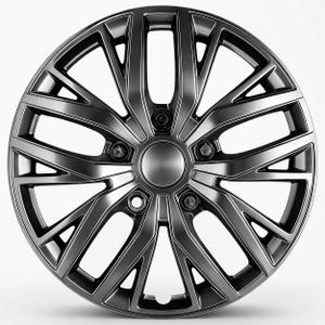 17 Inch Silver Hubcaps with Adjustable Steel Retention Rings, Premium ABS Universal Fit, Set of 4 Wheel Covers (Gunmetal Grey)