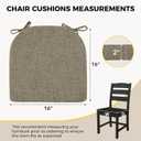 downluxe Indoor Chair Cushions for Dining Chairs, Soft and Comfortable Textured Foam Kitchen Chair Pads with Ties and Non-Slip Backing, 16" x 16" x 2", Khaki, 6 Pack, 6 Count