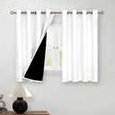 BGment Short 100% Blackout Curtains for Bedroom, Thermal Insulated Energy Efficiency Noise Reducing Grommet Curtains 54 Inch Length with Liner for Small Window 2 Panels Each 46 Inch Wide, Pure White