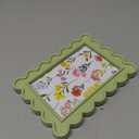 4x6 Inches Light Green Flower Wavy Scalloped Picture Frame Cute Wavy Edge Wooden Real Glass Photo Frame for Desktop Display Home Decor Family Friends Wedding Graduation Gifts