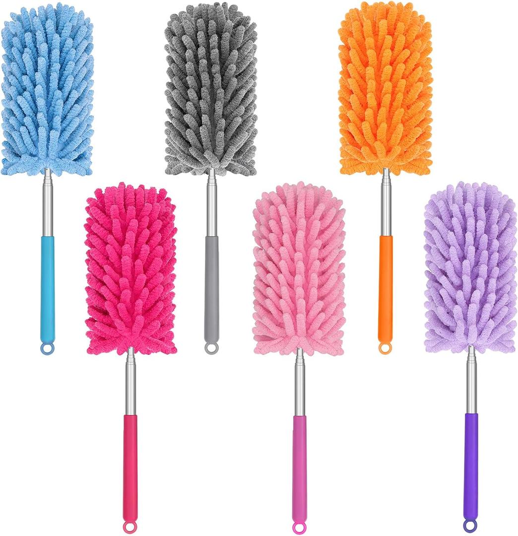 Mini Duster for Cleaning, 360 Bendable Hand Dusters with Extension Pole, Washable Small Duster for Car Interior, Office, Furniture