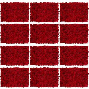 Flower Wall Panel Backdrop: 12 Pcs 24 x 16 Inch Red Artificial Hydrangea Floral Panels