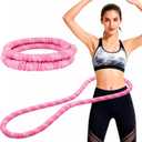 Weighted Exercise Hoop, Adult Soft Tube Weighted Hoop, 3.3LB Foldable Soft Tube Hoop, no Pinch, no Waist Injury. (Pink)