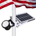 Flagpole Light Solar Powered,Auro 7 Pro Solar Spot Light 7 LED for 1.5"-3.3" Poles,18 Hour Dusk to Dawn Auto On/Off,7W Outdoor IP65 Waterproof,Multiuse on Landscape,Wall - Cold White