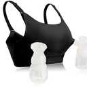 Momcozy Hands Free Pumping Bra Hands-Free Breast Pump Bra Nursing Bras for Pumping Adjustable Breast-Pumps Holding and Nursing Bra (Black, Large), Pack of 2