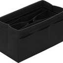 DailyPlus Purse Organizer Insert - Felt Bag Organizer for Tote Purse Bag with 14 Pockets - Black, Medium