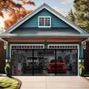 Premium Garage Door Screen for 2 Car Garage 20x8ft, Heavy Duty Durable Fiberglass Screen Mesh with Hook & Loop Tapes, Strips, Doors Screen with Powerful Magnets, Easy to Install (20x8 Black)