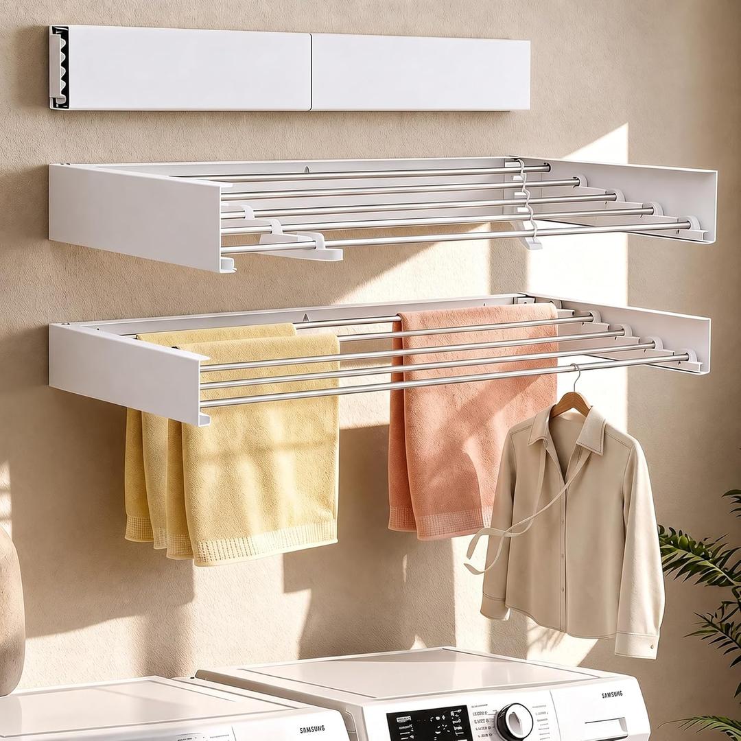 Wall Mounted Clothes Drying Rack for Laundry Room, Foldable 31.5" 60 lb, 80CM Length