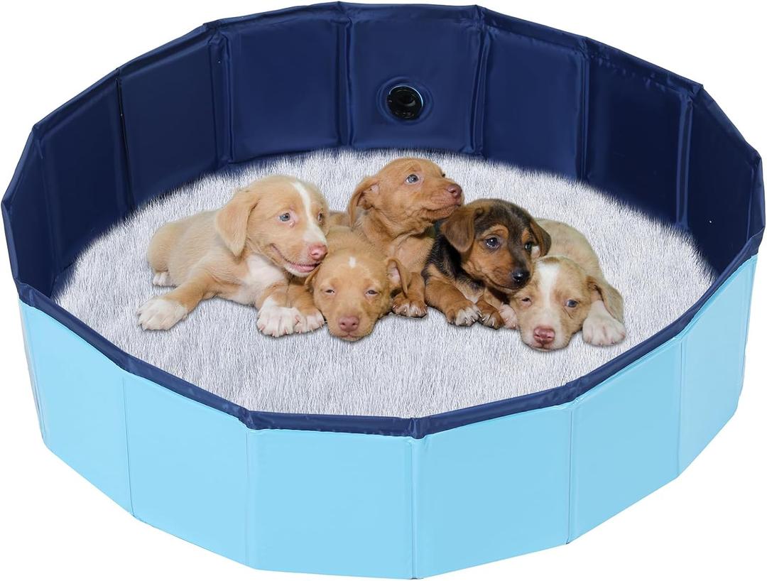 NATGAI Portable Whelping Box for Puppies | 39"X12" Dog Birthing Pool, Whelping Pen for Dogs, Dog Pool Ideal for Puppies' Delivery & Outdoor Fun (39inch Dia.  12inch H/100  30cm)