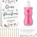 Roowest 512 Pcs Baby Shower Games Guess How Many Pacifiers Sign 100 Small Guessing Games 10 HB Pencils 750ml Milk Bottle 400 Acrylic Pacifiers Decoration for Guest Gender Reveal (Pink,Wild Flower)