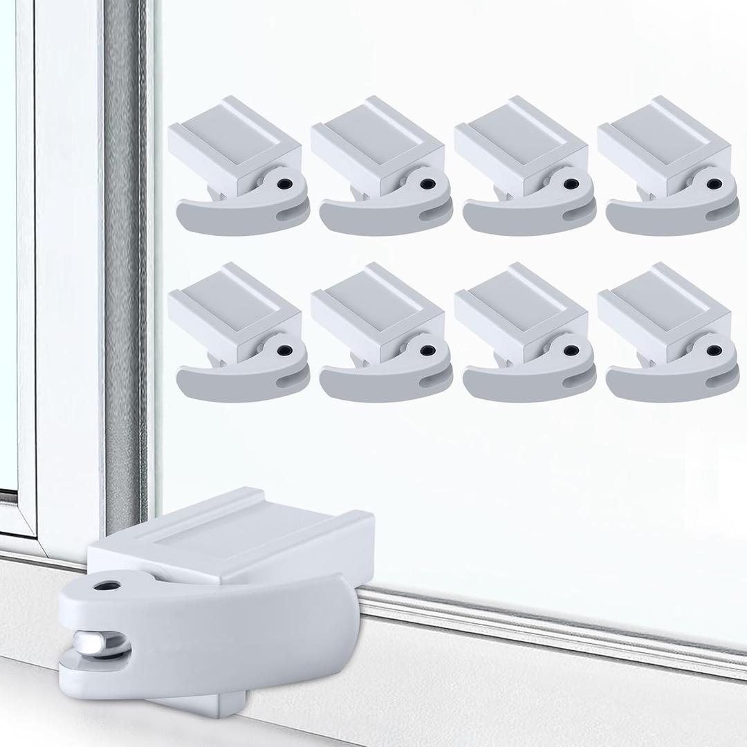 Window Locks, Diecast Durable Design, Compatible with Horizontal and Vertical Window, Fit 1/16 inch(0.16cm) up to Wide Rail Easy Installation Enhanced Safety(8 Pack,1-3/16 Inch Short Version)