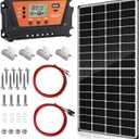 Bifacial 100W Solar Panel Kit with 10A PWM Charge Controller, Cables, Connectors & Mounting Brackets for RV, Boat, Marine, Home, Outdoor Off-Grid Solar System (200W Kit)