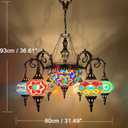 Fiunkes 6+1 Globes Turkish Moroccan Mosaic Chandelier Handmade Pendant Light Fixture Decorative Bohemian Hanging Ceiling Lamp for Living Room, Bedroom, Cafe, Bar, W31″H36″