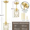 Brushed Gold Pendant Lights Kitchen Island 3 Pack, Glass Kitchen Pendant Lighting Over Island with Rod, Modern Mini Hanging Light for Kitchen Sink Dining Room, CH9176BG-3PK