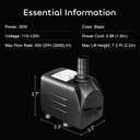 GROWNEER 550GPH Submersible Pump 30W Fountain Water Pump, 2000L/H, with 7.2ft High Lift, 3 Nozzles for Aquarium, Fish Tank, Pond, Hydroponics, Statuary, Pool