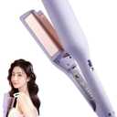 Rommantic French Egg Roll Curling Iron, Water Ripple V-Shaped Ionic Hair Curling Iron for Perfect Waves, Fast Heating, Adjustable Temperature, Roll Hair Waving Iron Hair Curler Styling Tool (Purple)