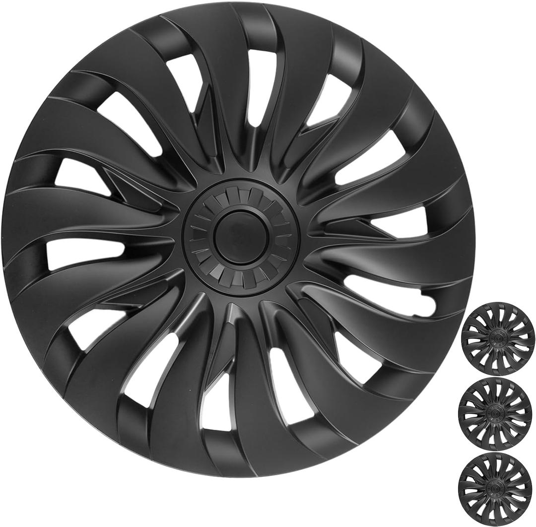 2026 Wheel Cover Compatible with Tesla Model 3 Highland 2025 18 Inch Wheels, Symmetrical Design, Matte Black Hubcap Replacement for Model 3 Accessories 2024