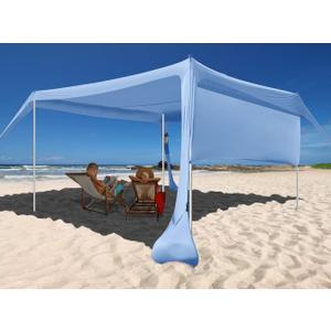 Beach Canopy Tent Shade with Sidewalls 10x10FT, 6.6FT Tall, UPF50+ Sun Shelter, Windproof & Water Resistant, Includes Guylines Sand Shovel Stability Poles, Easy Up for Beach Outdoor Camping Backyard