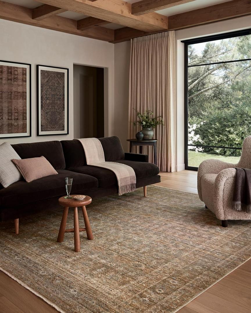 Loloi Amber Lewis Molly Collection MOL-06 Gold/Blue 9'-6" x 13'-6" Low Pile Area Rug