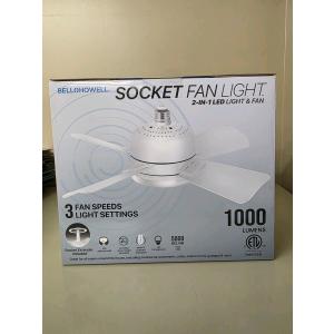 Bell+Howell Socket Breeze Modern Ceiling Fans with LED Lights, 10" LED E26/E27 Screw Base Mini Light Socket Fan with Cord for Bedroom, Living Room, Kitchen, Balcony