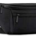 Fanny Pack for Men Women, Crossbody Waist Bag Pack, Belt Bag for Travel Walking Running Hiking Cycling, Easy Carry Any Phone, Wallet (Black)