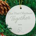 Our First Christmas Together - 2025 Christmas Ornament Couple Newlywed Wedding Marrid Keepsake Gift, Ceramic Engraved Ornaments Xmas Tree Decoration (C1)