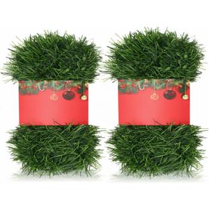 100 ft Green Christmas Garland Decorations Artificial Greenery 3.5" Wide Pine Garland PVC Soft Christmas Decorations for Indoor Outdoor Tree Stair Banister Fireplaces, 2 Pcs, 49 ft Each