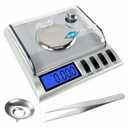 AWS Gemini-50 Milligram Scale 50g x 0.001gDigital Jewelry/Lab Scale for Powder, Gold, Gems Includes Calibration Weights, Tweezers & TrayTare, Cal, 6 Units (Gemini-50g-Silver)
