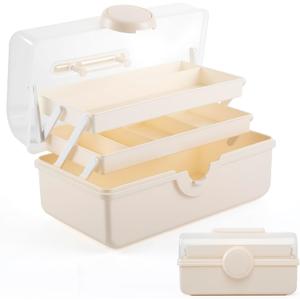 Portable 3-Tier Medicine Cabinet Organizer, Empty First Aid Kit Box for Home, Dorm & Travel