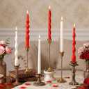 Lyrow 6 Pcs 8 Inch Valentine Day Twisted Taper Candles Dripless Red White Unscented Spiral Wax Taper Candles Valentine Long Swirl Tapered Candlesticks for Wedding Holiday Party Decoration