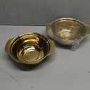 304 Stainless Steel Microporous Colander with Handle, Rice Washers Microporous Strainer Set For washing vegetables, fruits and rice, and draining cooked pasta(2QT with handle-Gold)