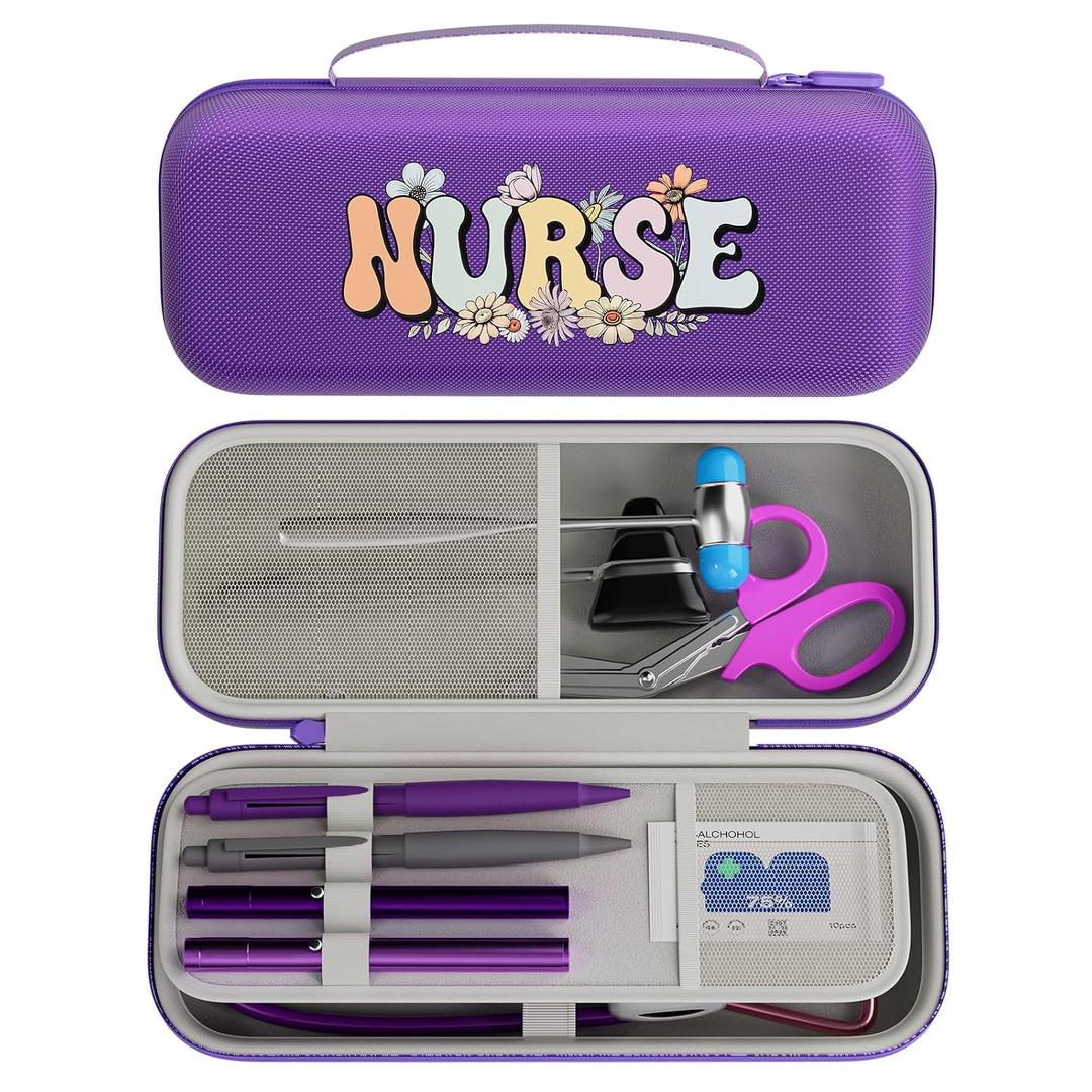 Stethoscope Case for 3M Littmann Classic III, Cardiology IV, MDF, EKO - Nurse Gifts for Women, Nursing Student Gifts, Cute Hard Shell Nurse Bag, Nurse Accessories for Work (Purple)
